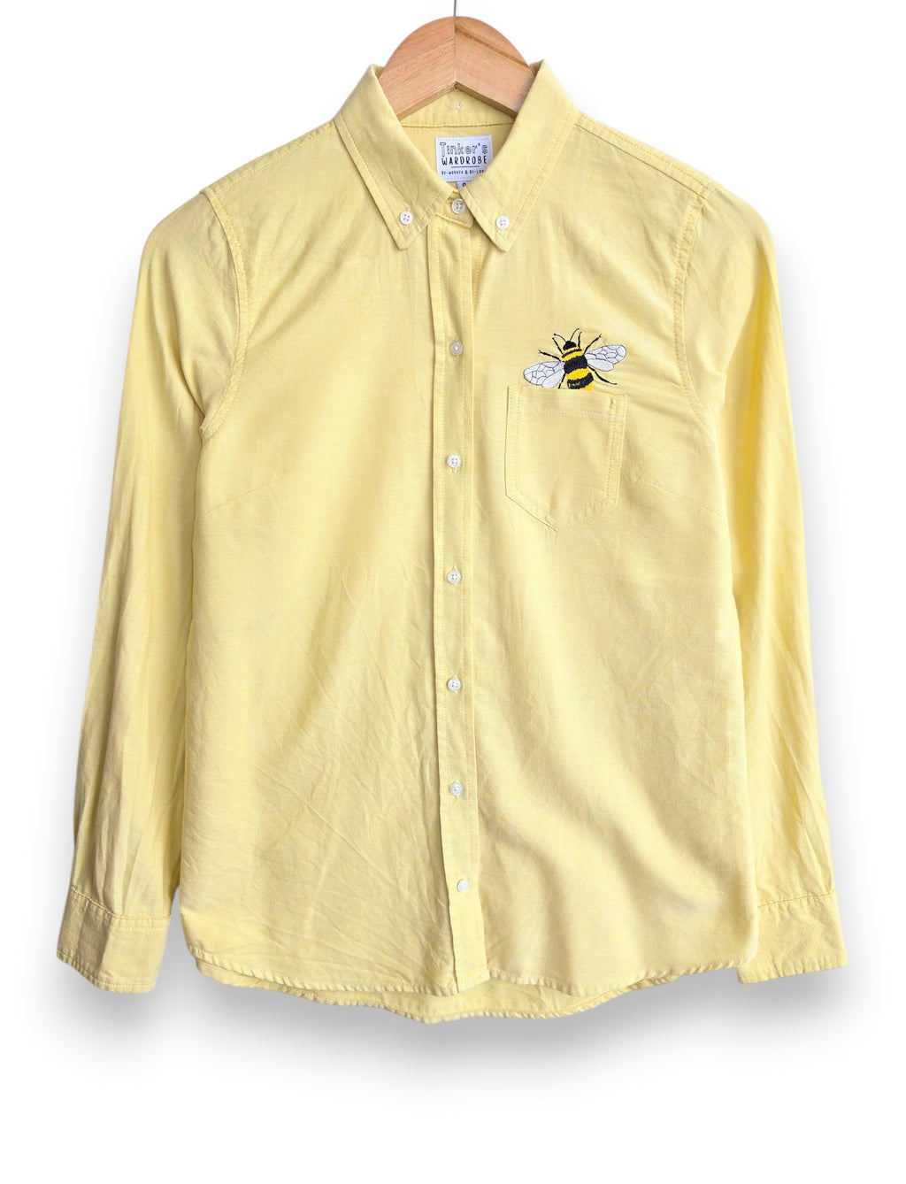 Upcycled Embroidered Bee Shirt, Size 8