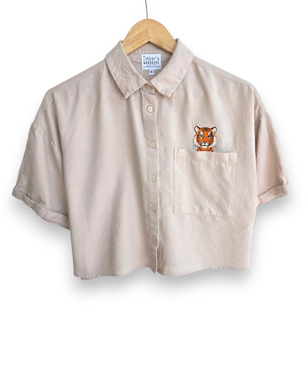 Cropped Tiger Shirt, Size 10