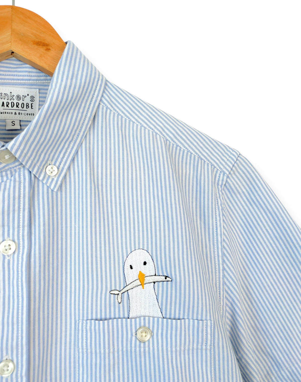 Stripe Seagull Shirt, Size Small